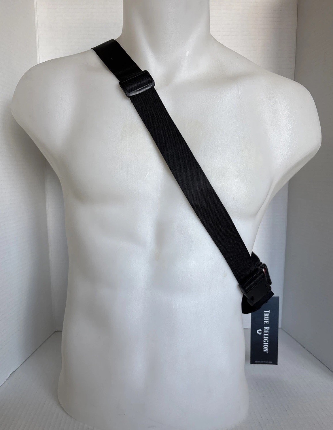 TRUE RELIGION-Fanny Pack Adjustable Zippered Black + Gold Unisex NEW w/Tags!