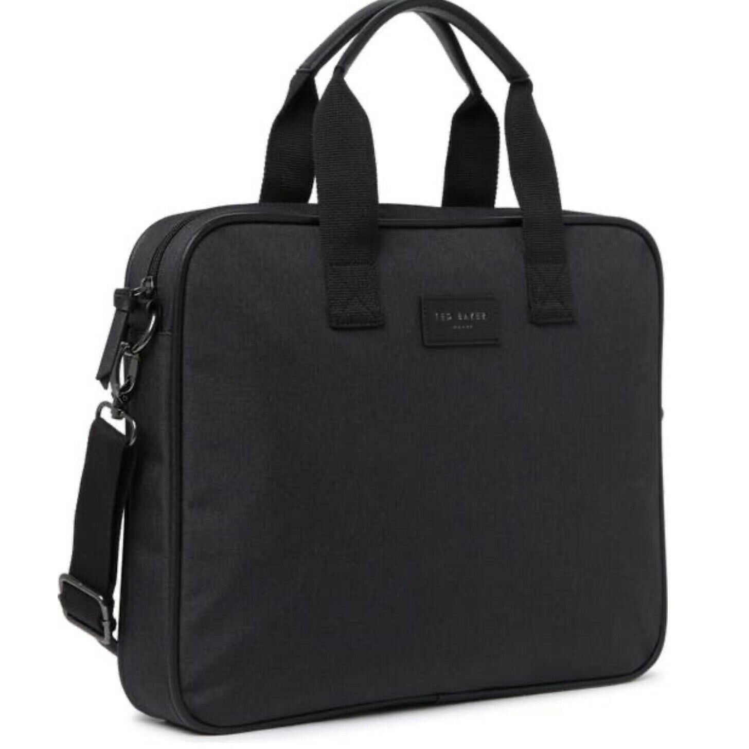 Ted Baker London Document Bag Nylon Satchel Crossbody Briefcase Black Strap NWT