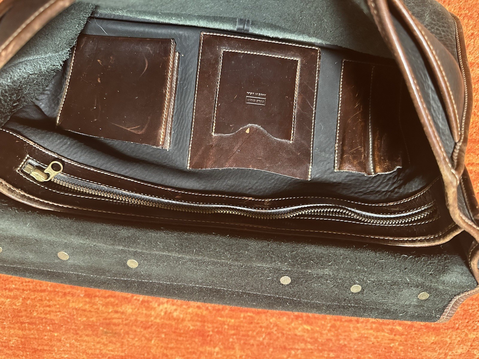 COLE HAAN belting Leather Messenger Bag Briefcase Lap Top VTG CLASSIC.