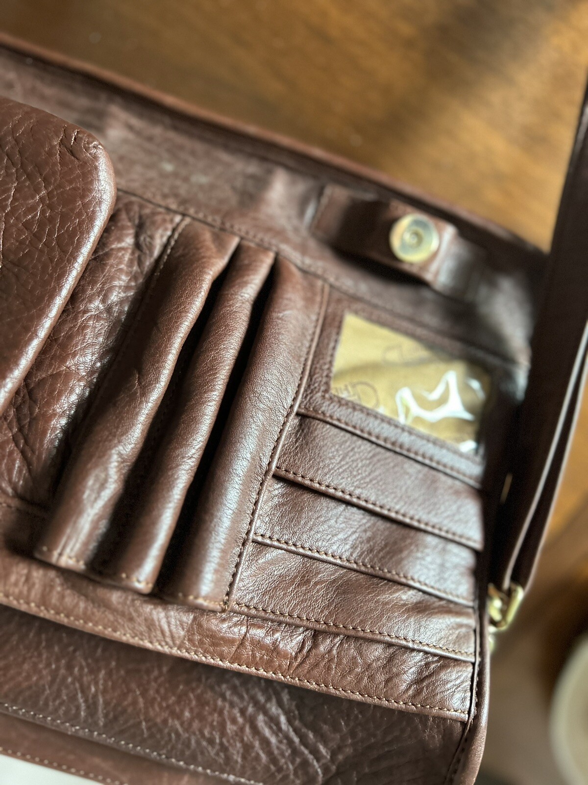 Green Fields Shafmaster Brown Leather Messenger Shoulder Laptop Bag Briefcase