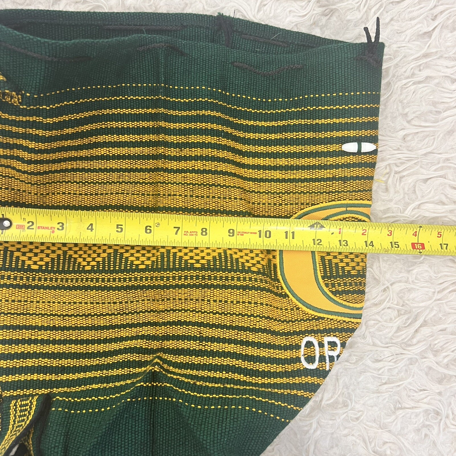 University of Oregon Green & Yellow￼ Woven Knit Drawstring Backpack Tote Bag