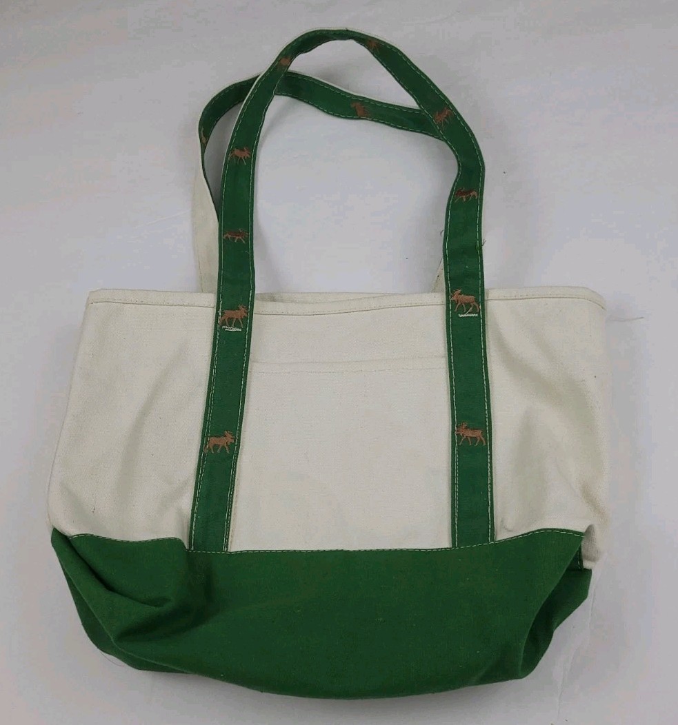 Vintage Moose Embroidered Canvas Cotton Tote Bag Vtg Outdoor Nature Travel USA
