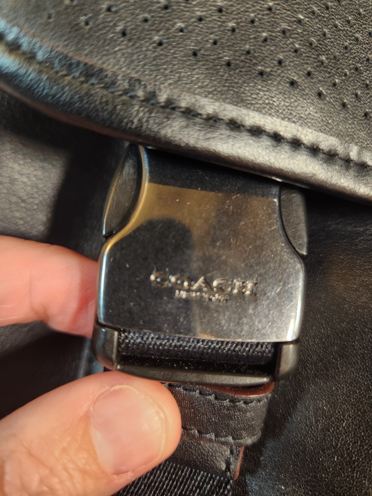 Coach Ranger Messenger Bag Real Leather Black Unisex