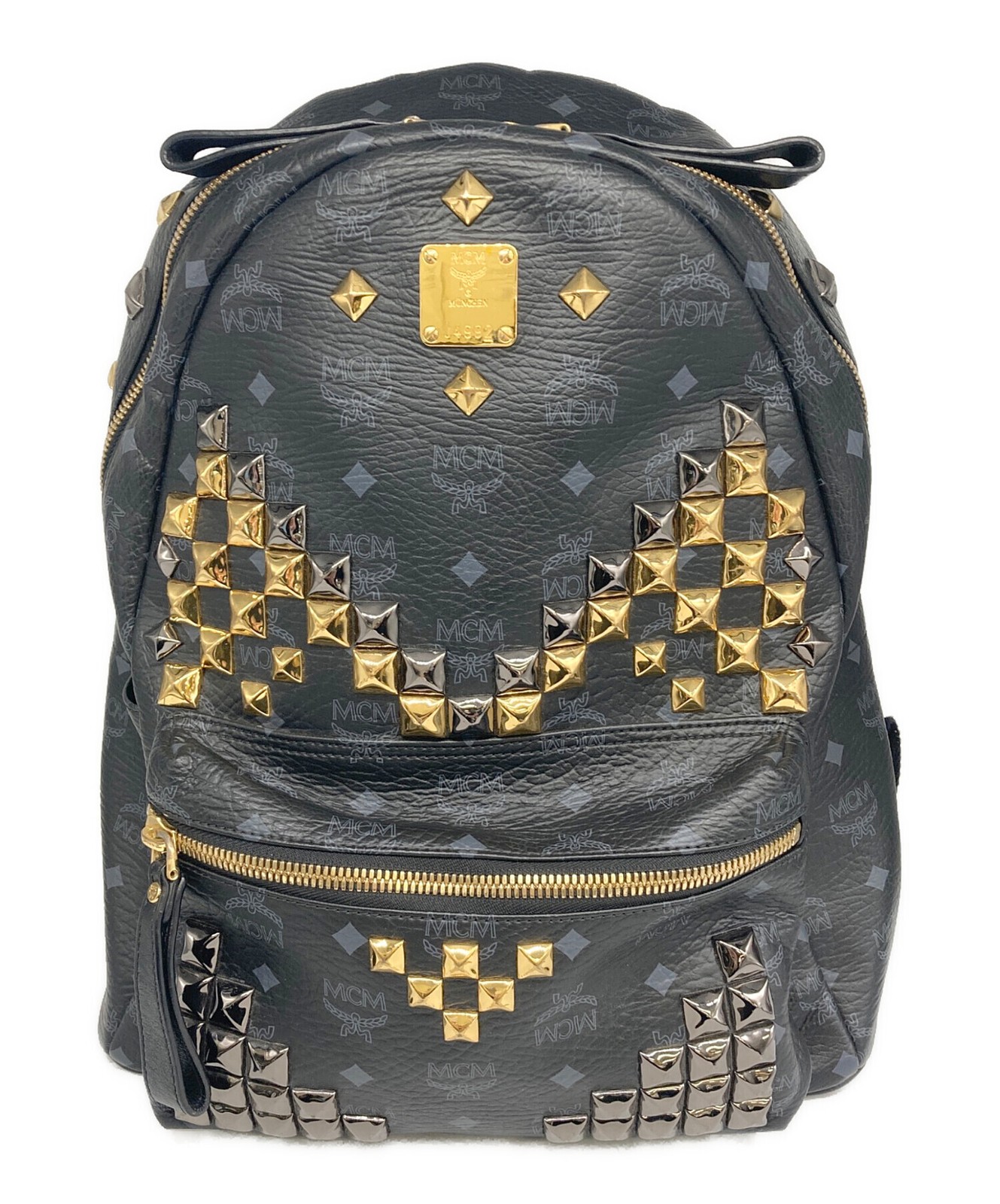 MCM Mens Black Studded Logo Backpack MMK3AVE18BK001 Korea 42cm 40cm 14cm