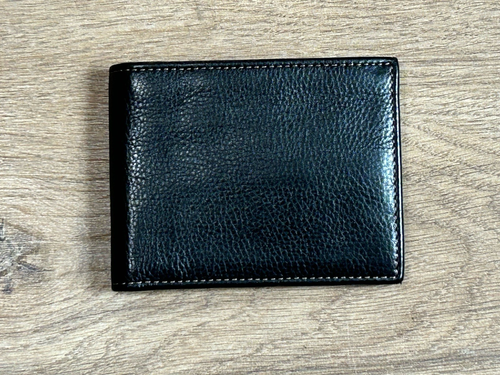 Cole Haan Mens Bifold Card Wallet Black Pebbled Leather Slim Classic