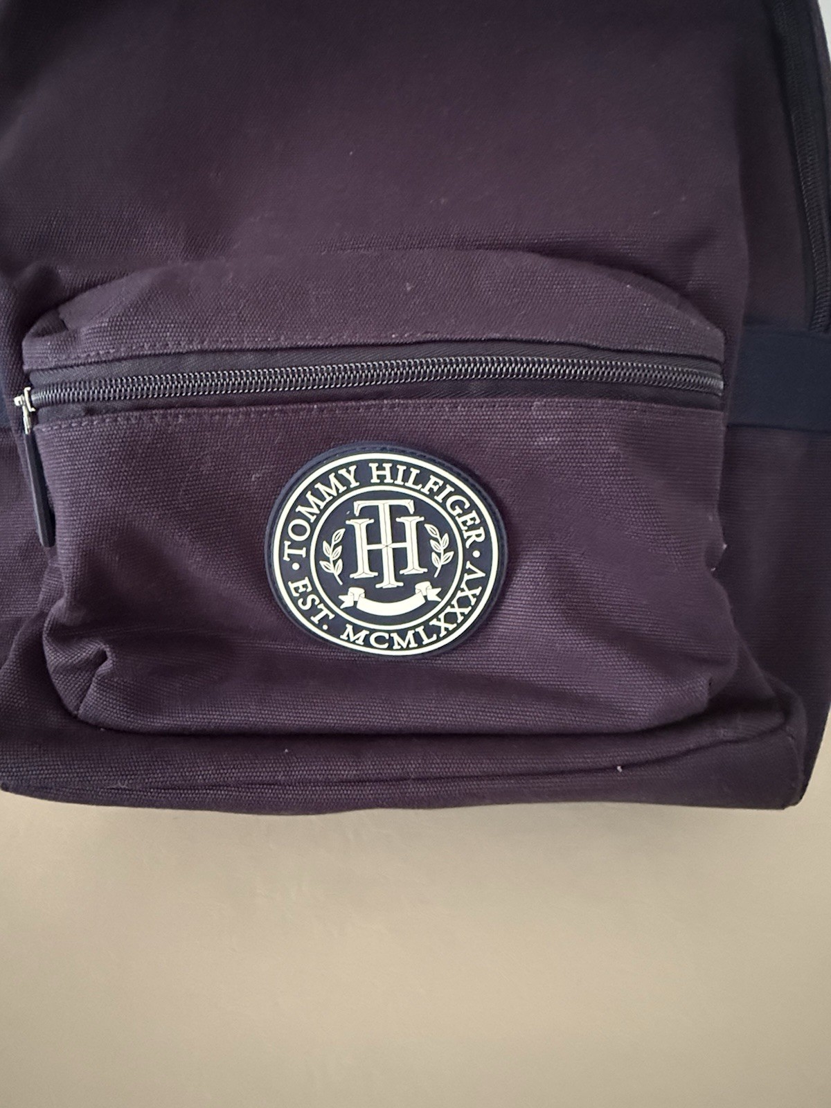 Tommy Hilfiger Backpack Deep Purple 100% Cotton Logo New With Tags