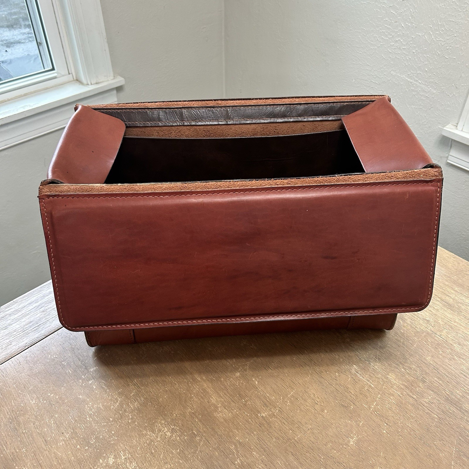 Korchmar Large Locking Leather Attaché Briefcase Attorney File Box Vintage Brown