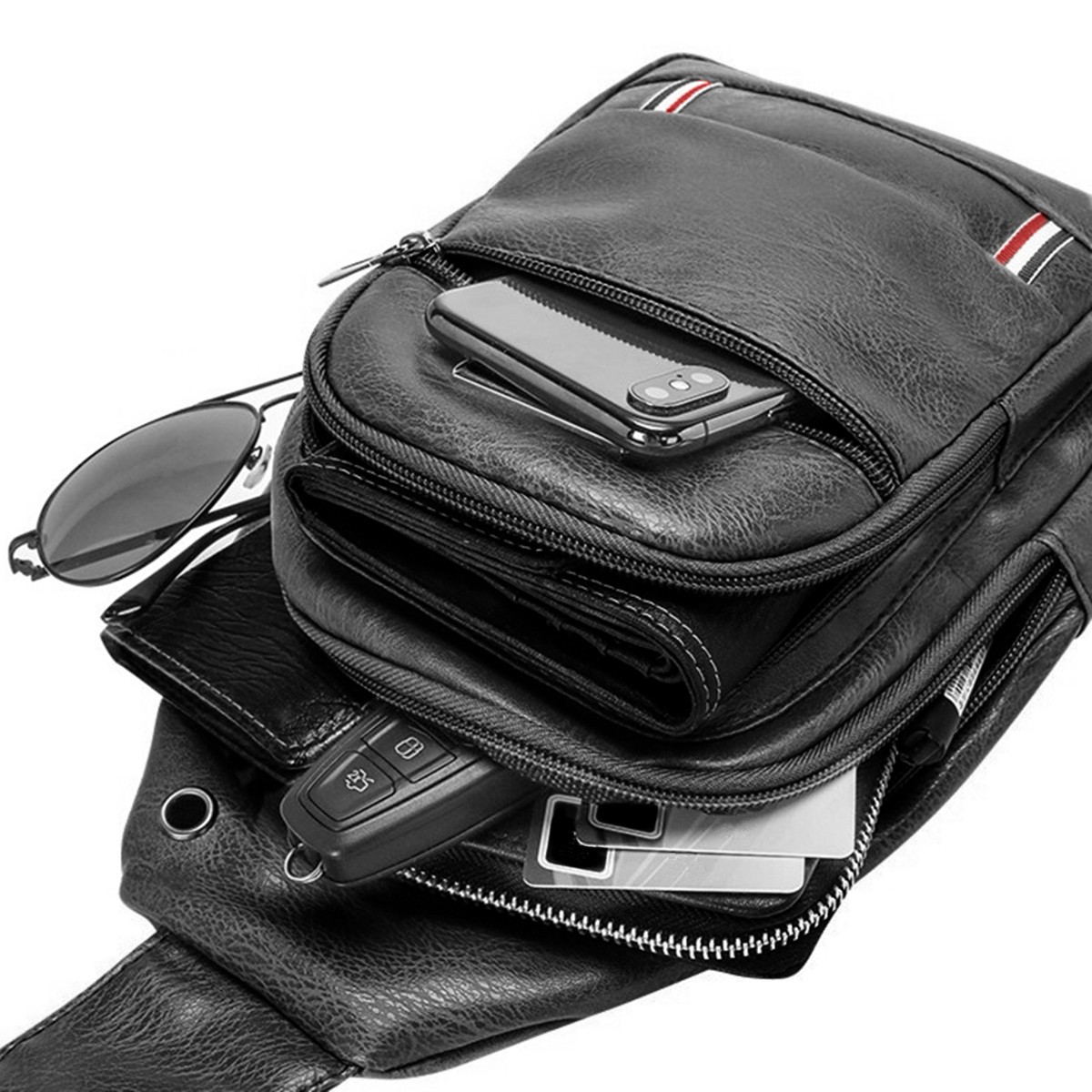Multi Layer Men’s Single Shoulder Bag Outdoor Leisure Crossbody Bag Chest Bag