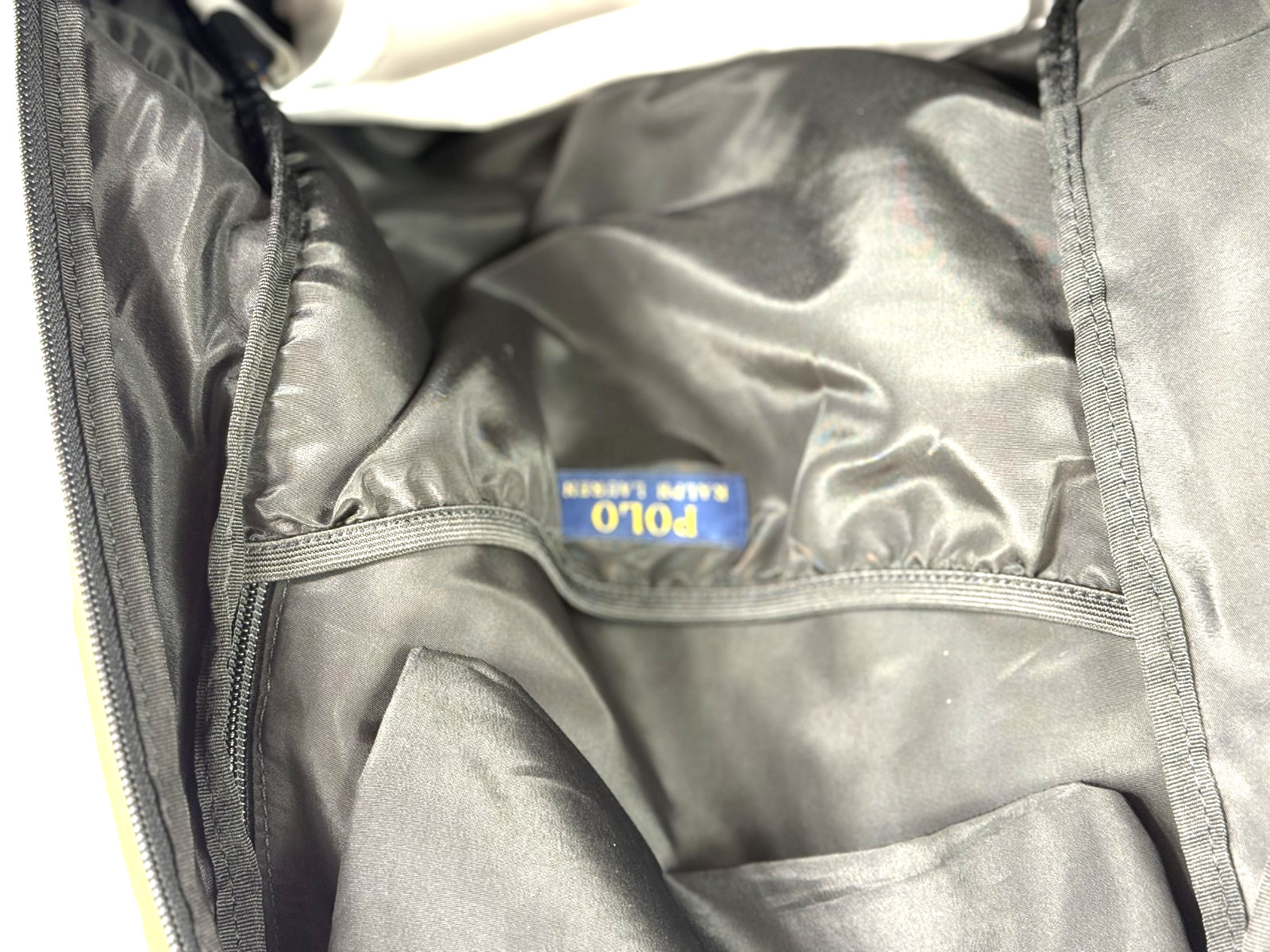 Polo Ralph Lauren Polyester Packable Backpack Black Logo Patch Olive Green