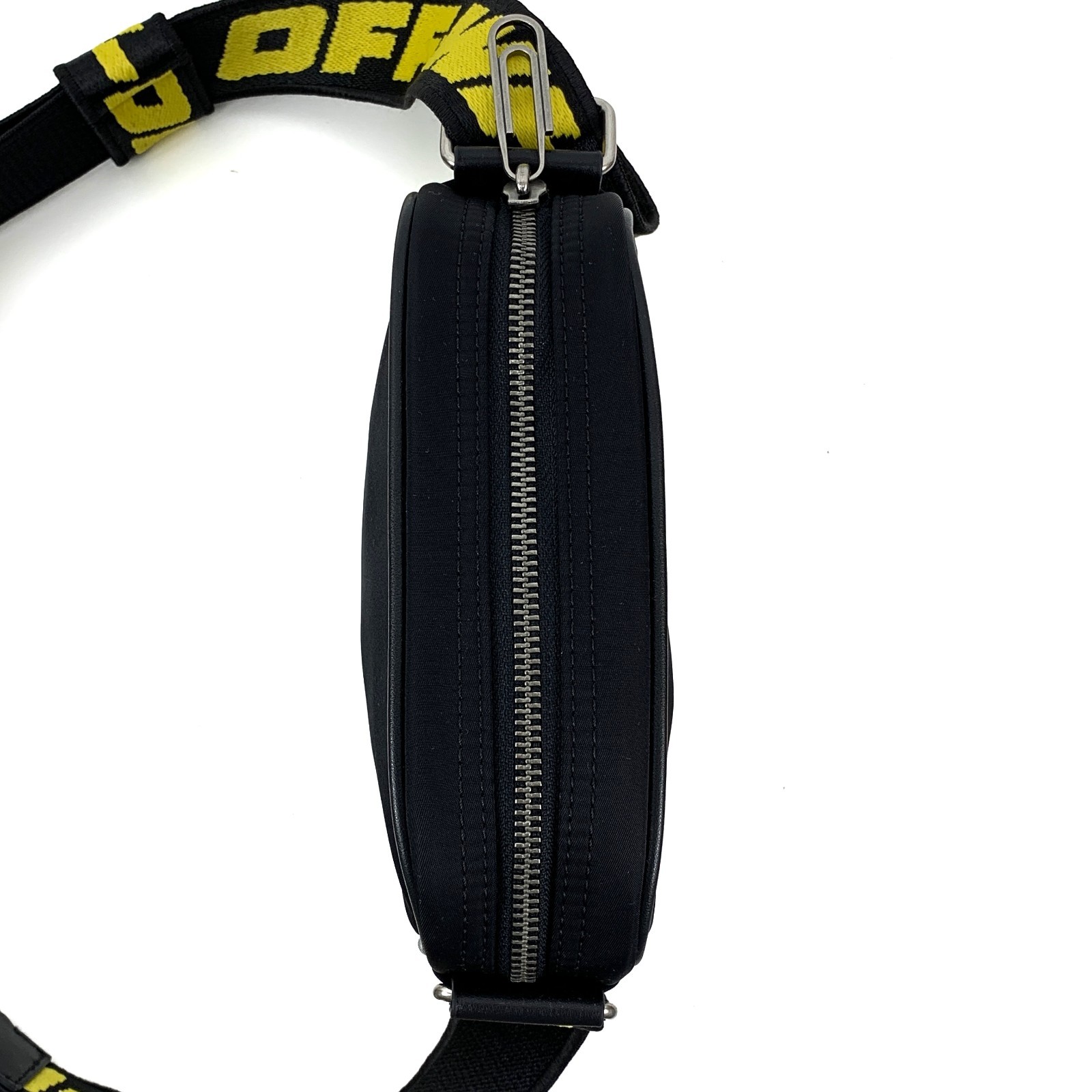 Off-White Logo Print Nylon Zipped Messenger Crossbody Bag Black