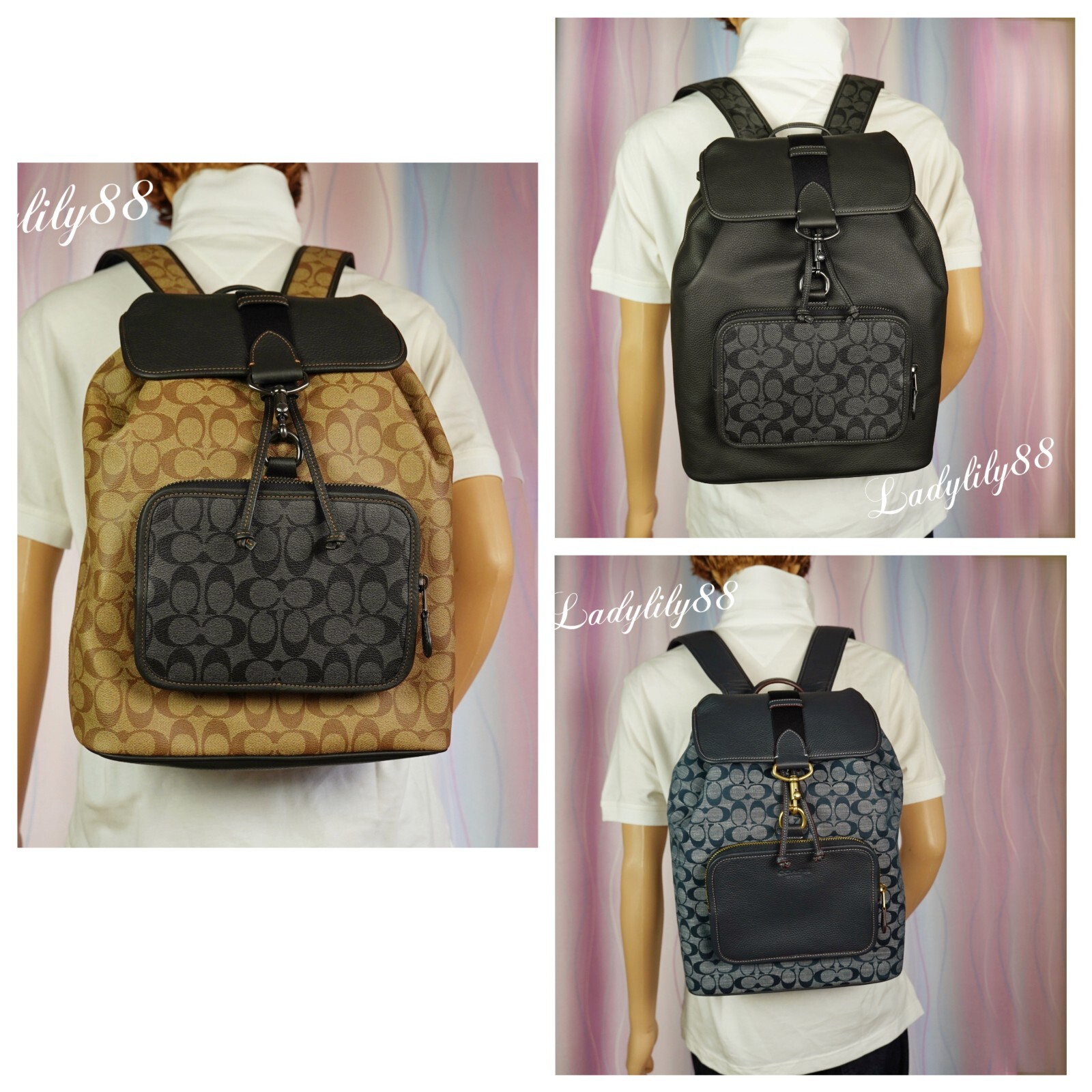 NWT Coach C9864 CG775 C9866 Men’s Sullivan Backpack In Blocked Signature Canvas