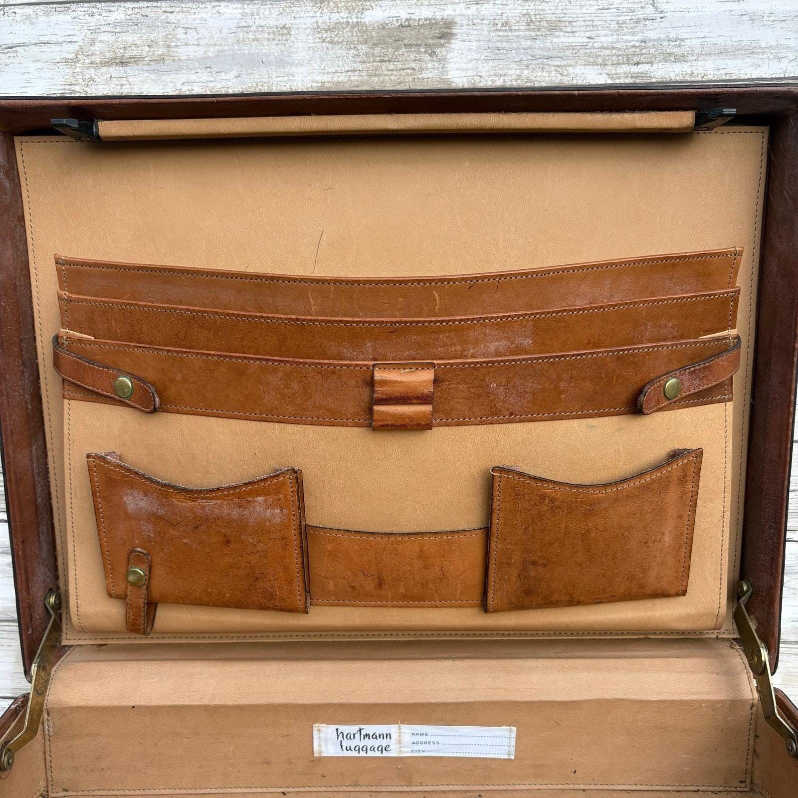 VTG Hartmann Belting Leather Briefcase Attache Brown Organizer 4″