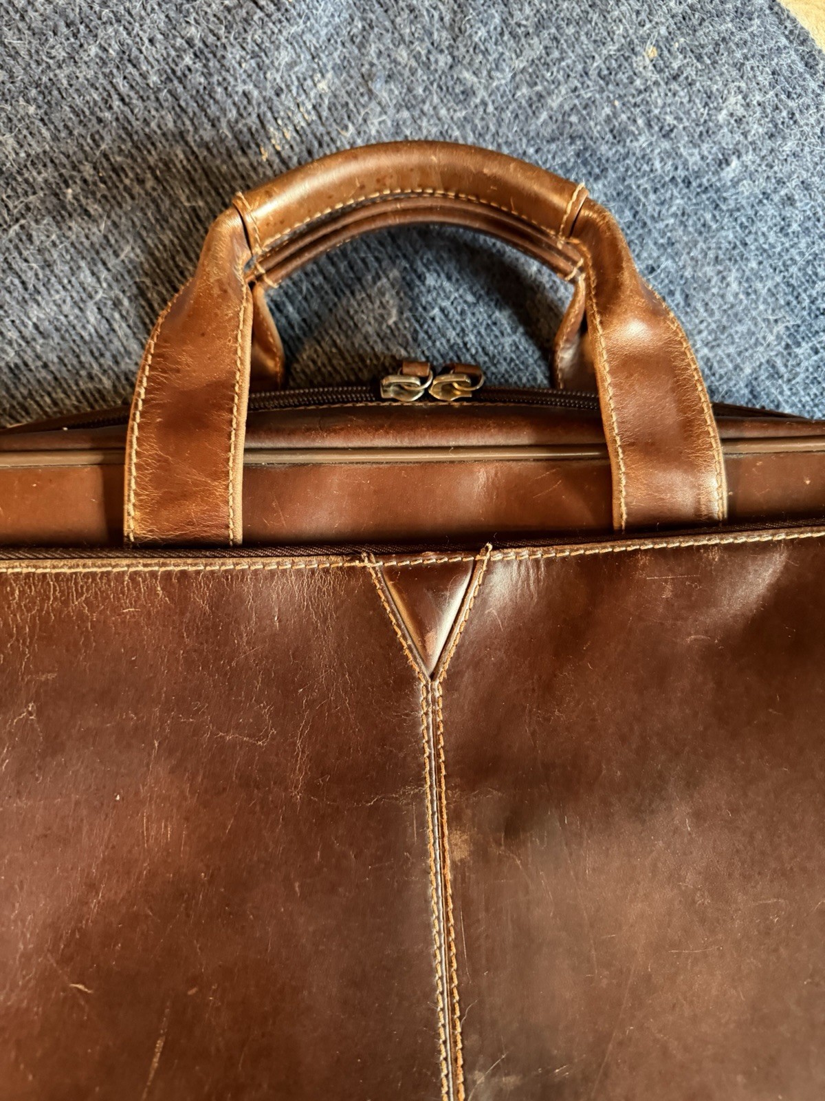 Johnston and Murphy Brown Leather Soft Side Briefcase Vintage