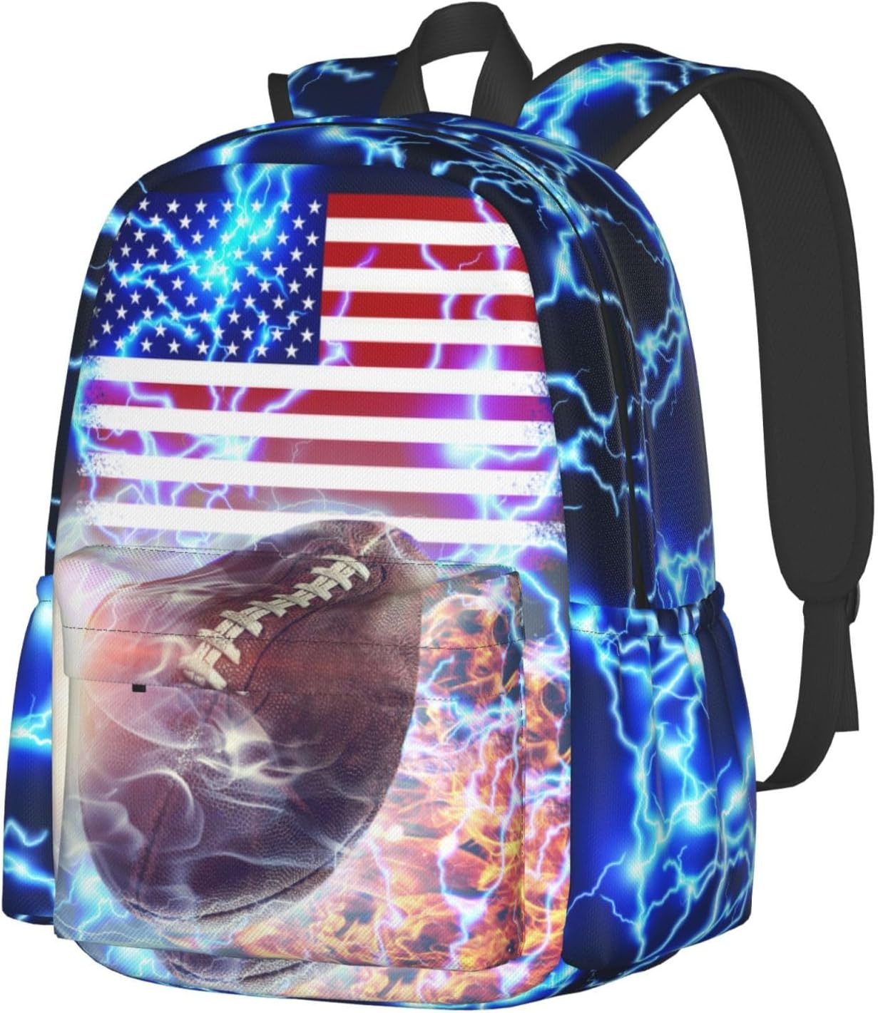 Football American Flag Backpack Bookbag Laptop Backpacks Multipurpose Daypack fo