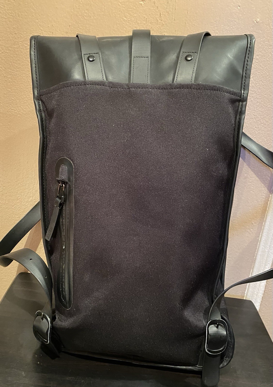 Rains Unisex Black Rubber Minimalist Laptop Backpack 19 x 12
