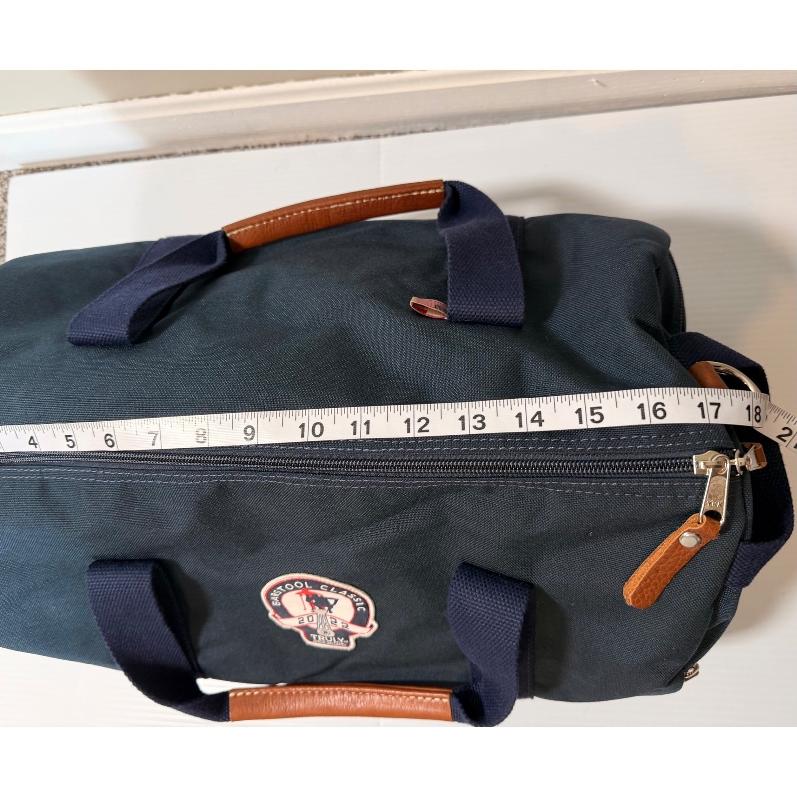Peter Millar Barstool Classic 2022 Duffle Bag Navy Canvas Leather Trim