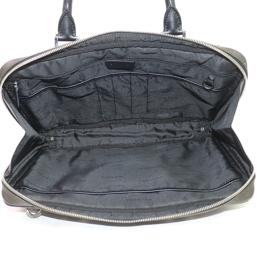 BVLGARI Weekend Briefcase Small Gray Black 2way Shoulder Men Business Bag 32541