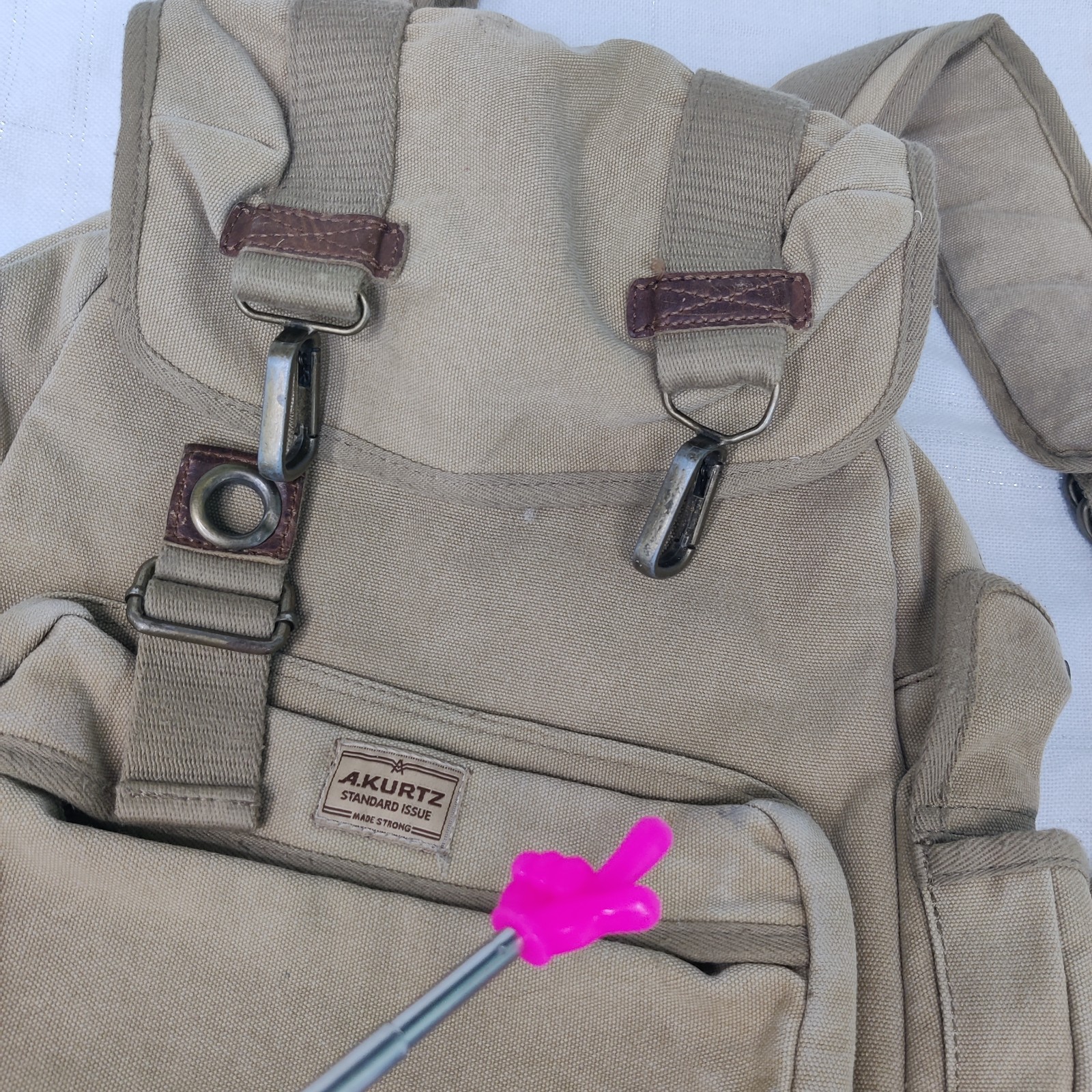 A. Kurtz Standard Issue Canvas Backpack Khaki Tan Military Rucksack FLAW