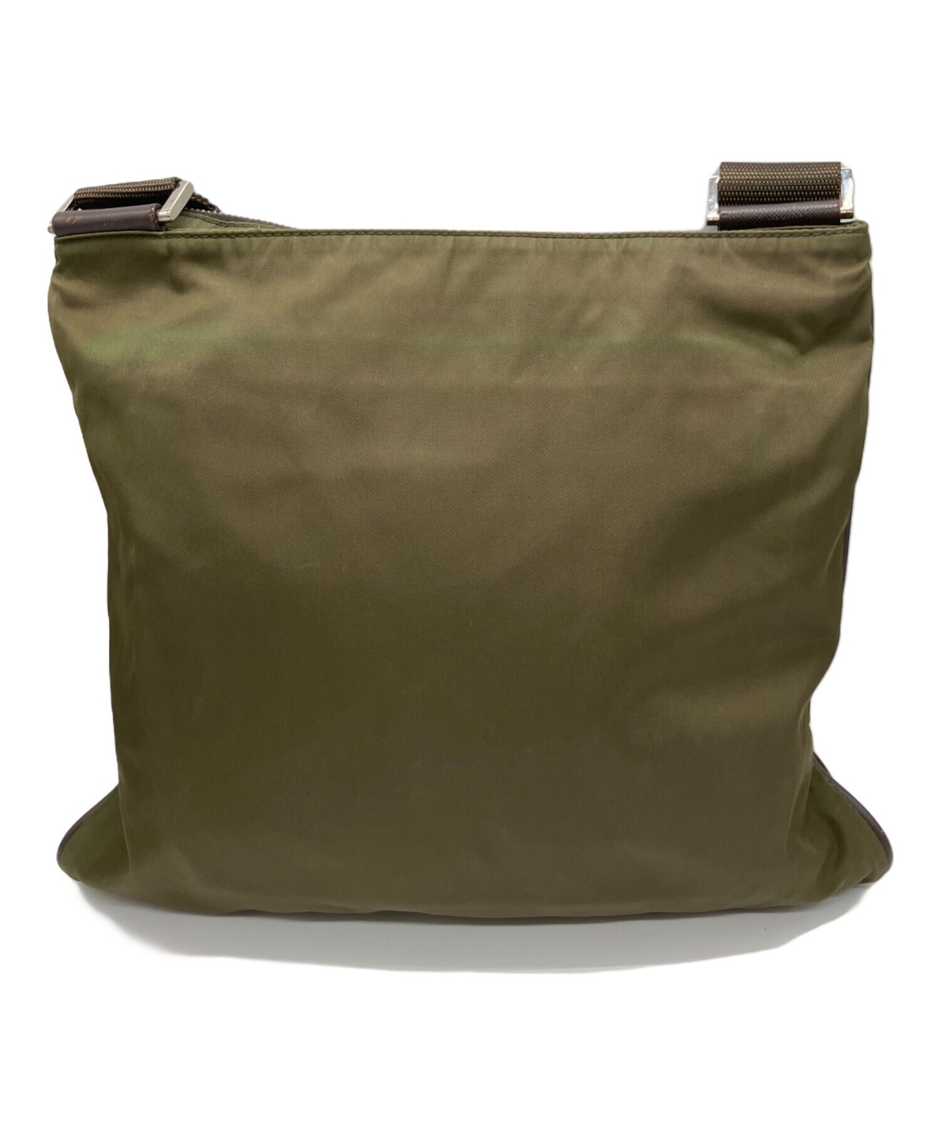 PRADA Men’s Olive Nylon Shoulder Bag with Dust Bag 29x26x5cm Metal Auth