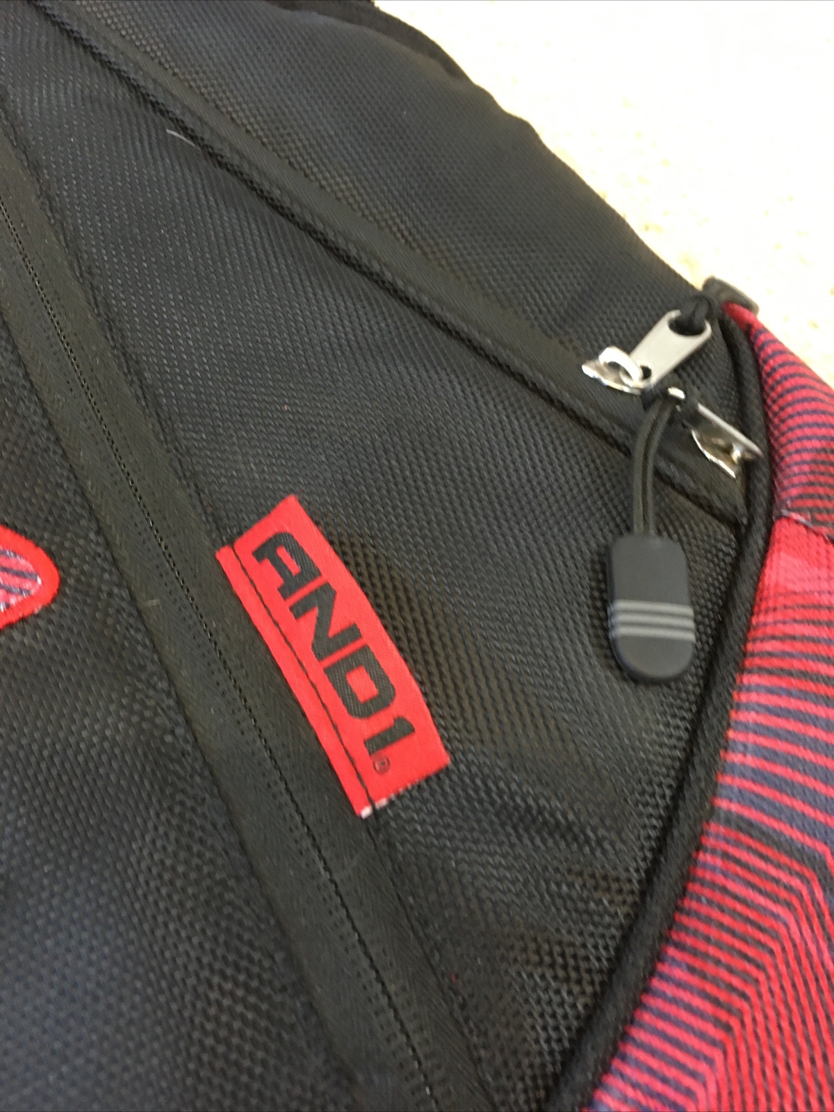 18” And1 Black & Red Backpack Book Bag Red Zip Pockets Laptop Sleeve