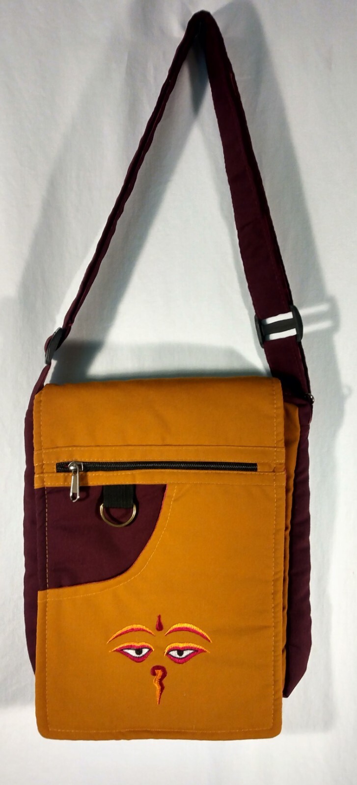 Nepali Buddha Eye Cotton Shoulder Bag Buddhist Dharma Bag Unisex