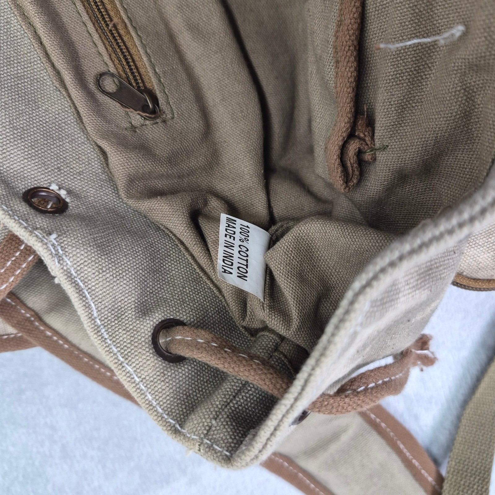 Canvas Military Rucksack Backpack Red Star Detail Mens Womens Outdoor Hiking