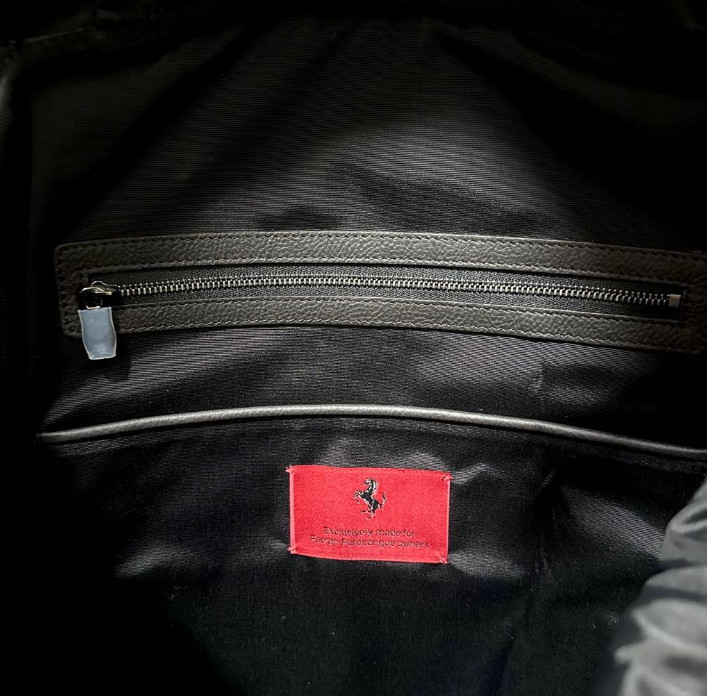 Ferrari Purosangue Black Leather Backpack with Storage Bag Original Genuine