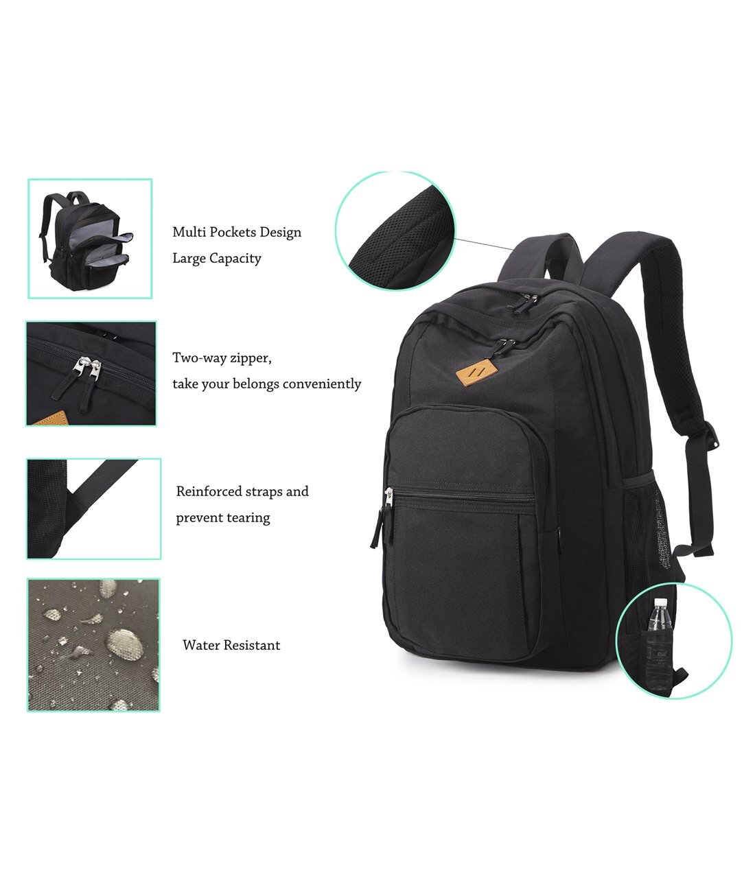 abshoo Classical Basic Travel Backpack For College Water Resistant Bookbag B…