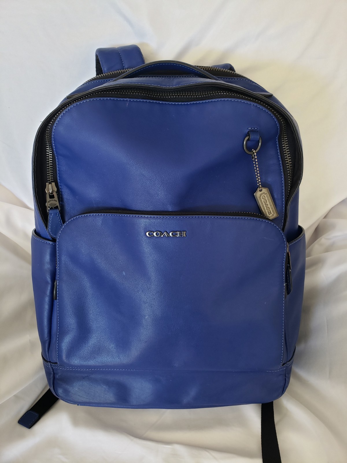 Coach C2934 Graham Leather Backpack RARE Electric Blue Gunmetal Hardware