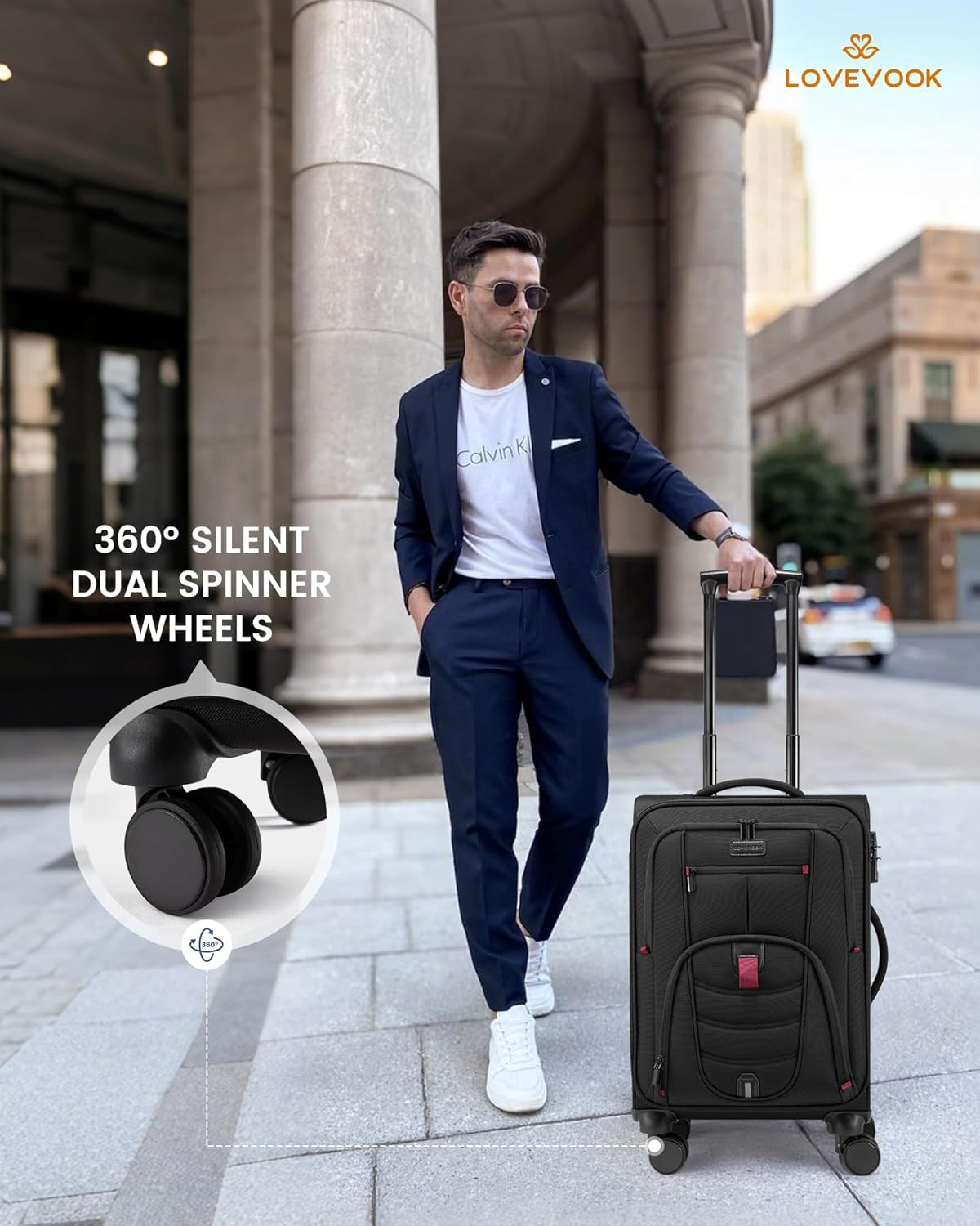 Business Softside Checked Luggage with 15.6/17.3 Inch Laptop Compartment, 24 Inc