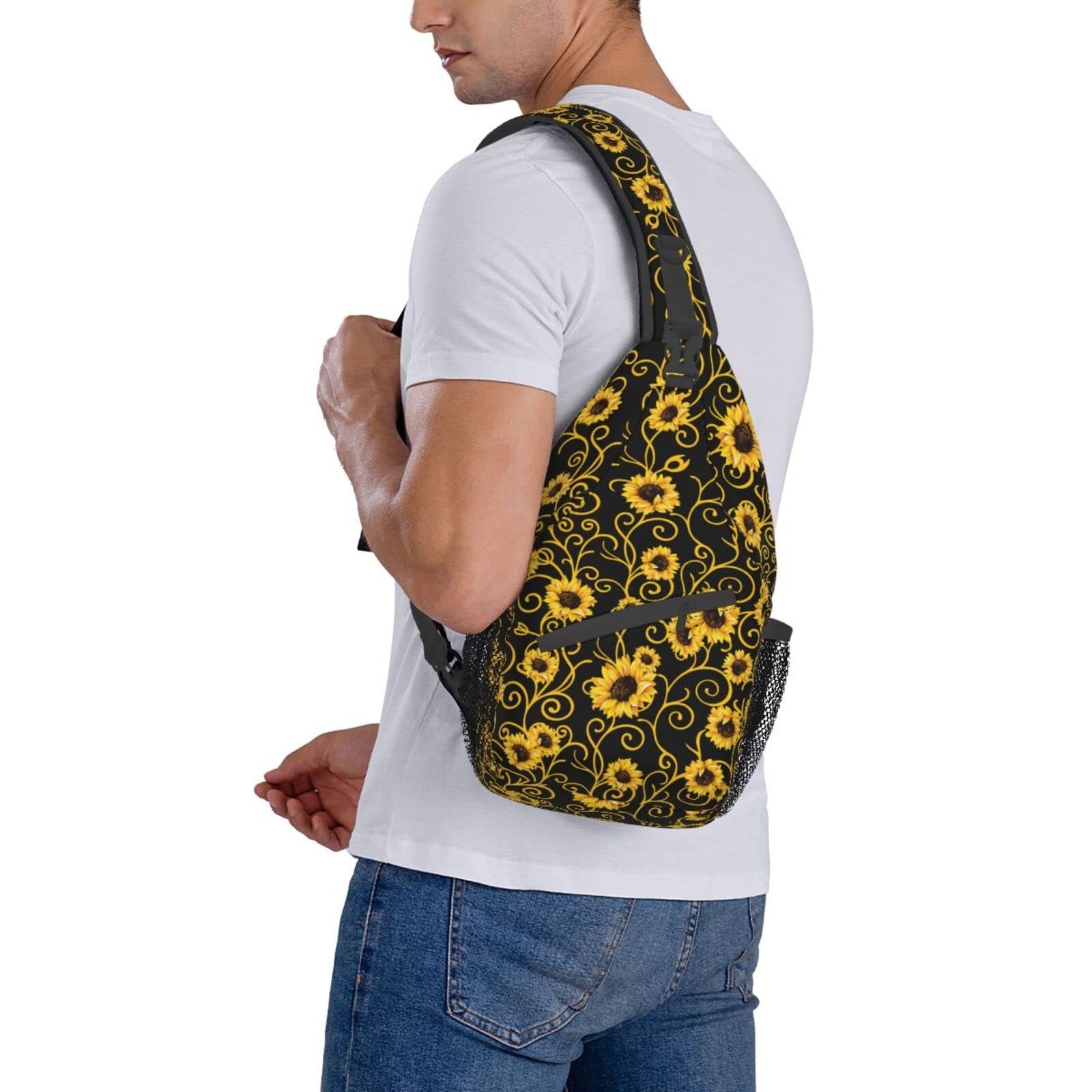 Sunflower Sling Bag Travel Crossbody Chest Daypack Hiking Shoulder Men Women