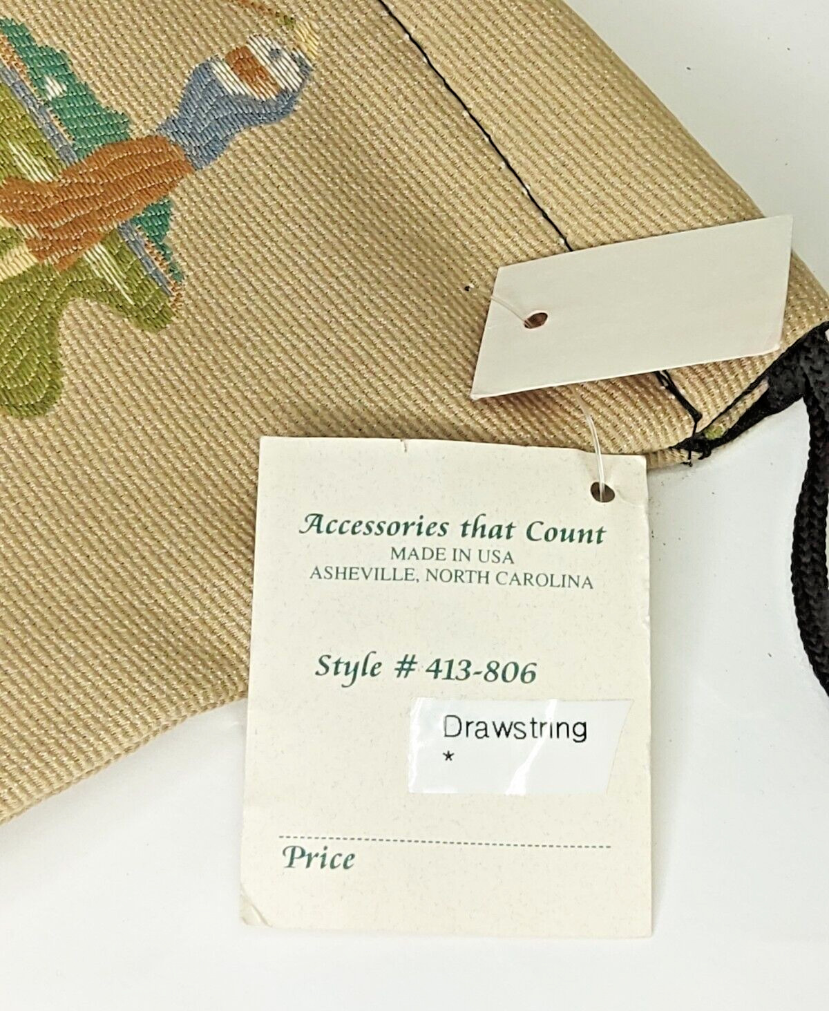 Vintage “Accessories That Count” Tapestry 2 Go Golf Drawstring Pouch Tan NWT