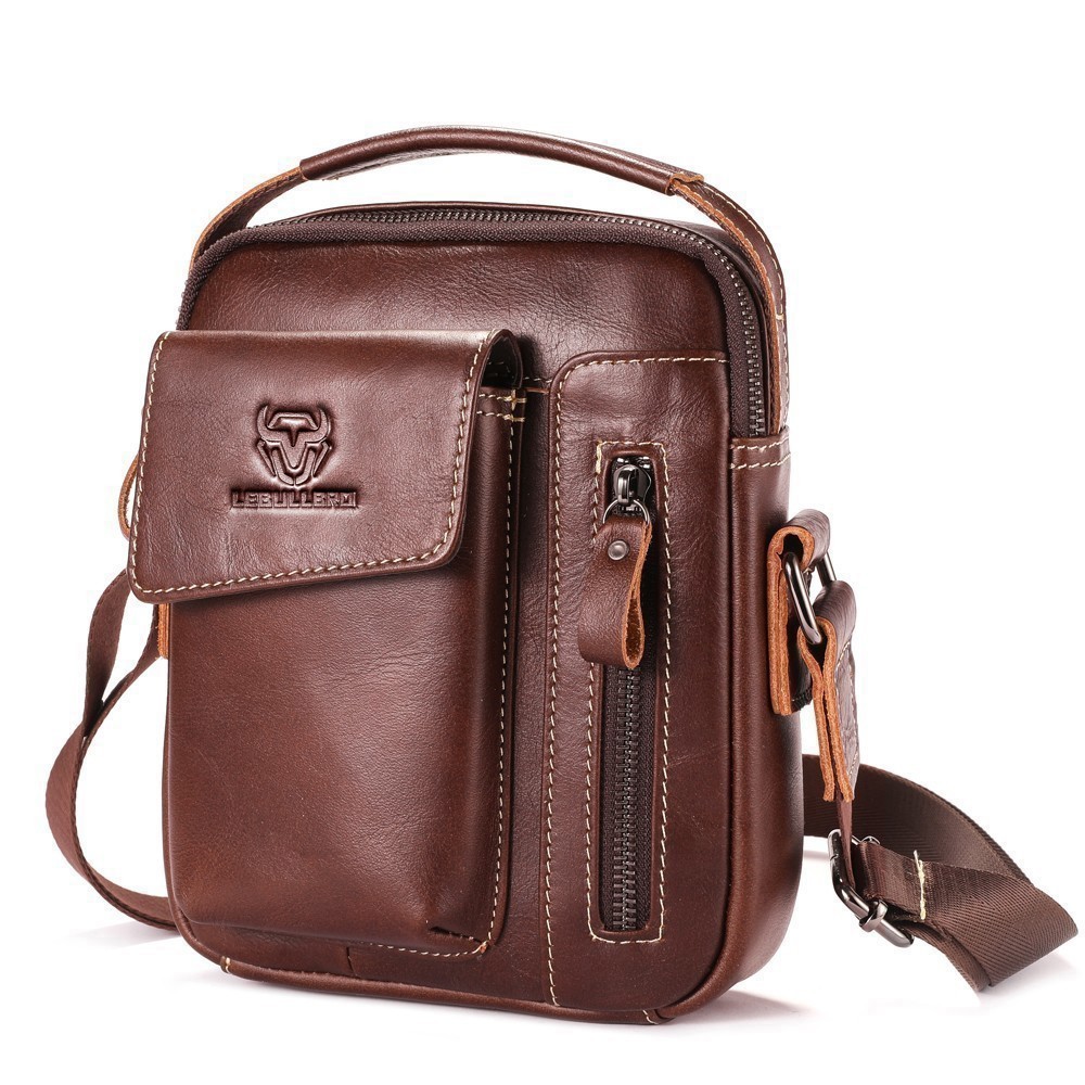Men’s Genuine Leather Crossbody Bag Casual Shoulder Handbag Large Capacity Sling