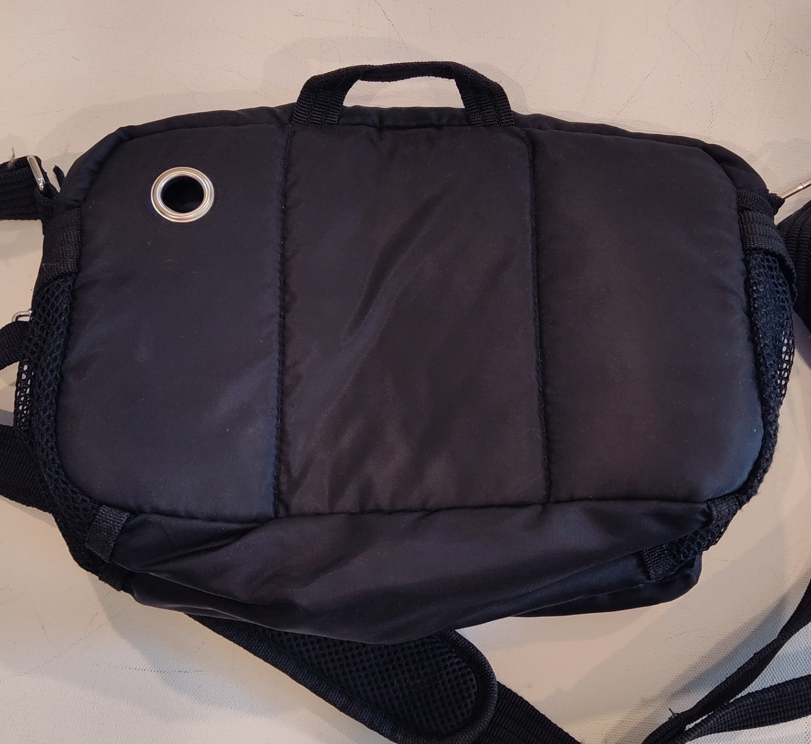 Double Pocket Shoulder Bag Utility Sling Black Padded Strap Crossbody Bag 11x8x4