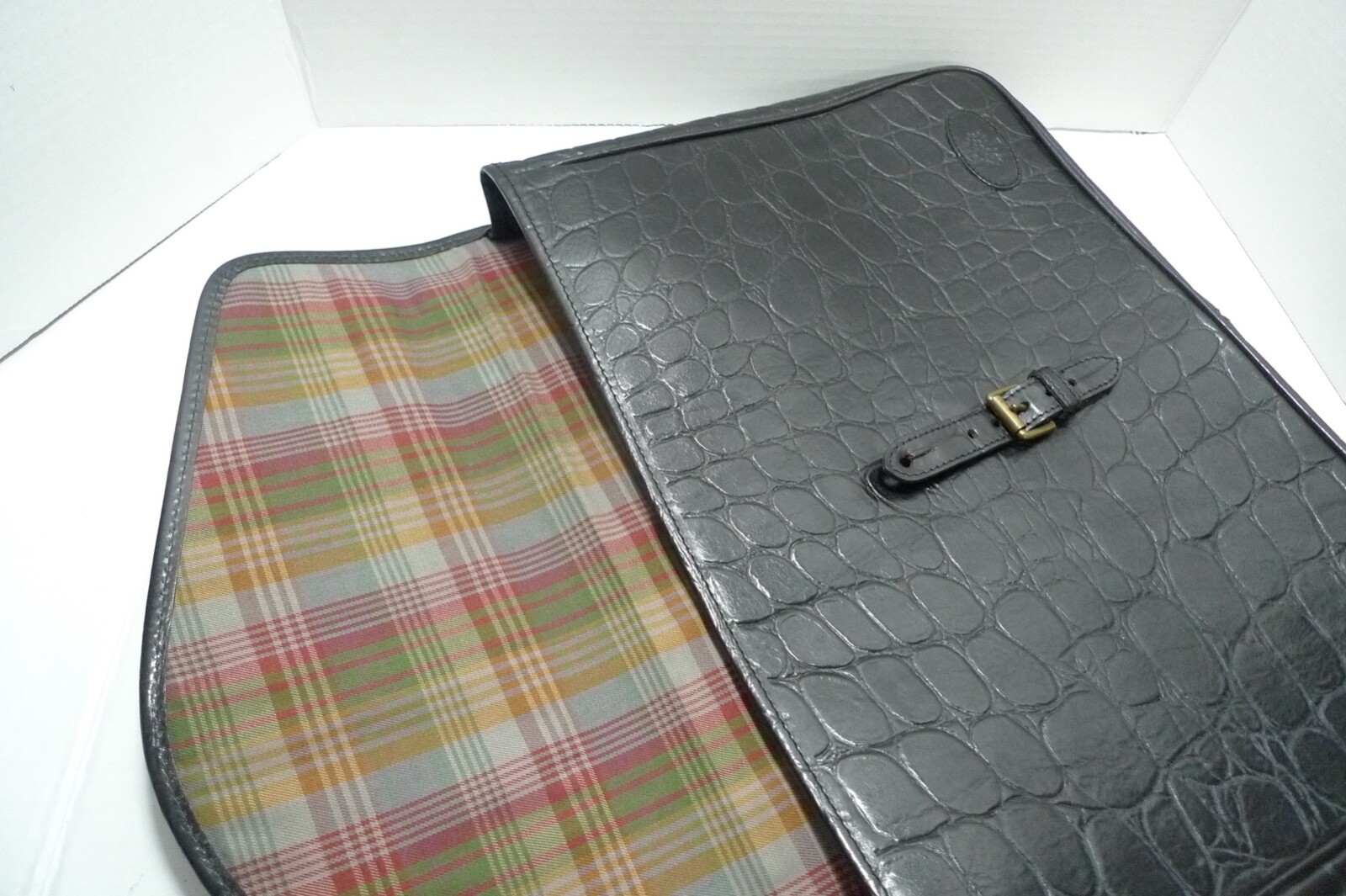 MULBERRY – LEATHER BRIEFCASE- ATTACHE – CROC PATTERN – MADE IN ENGLAND