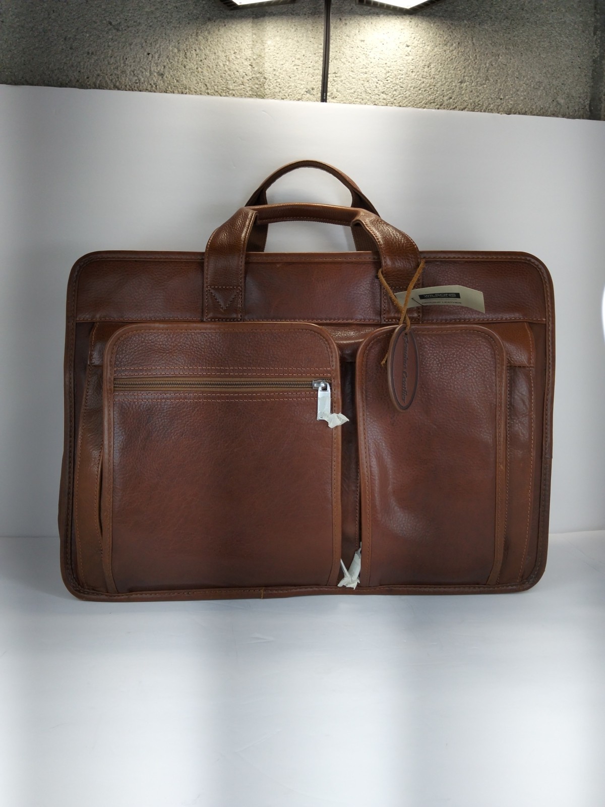 WILSON LEATHER Brown Genuine Leather Briefcase Travel Bag Laptop Expanding VG ❤️