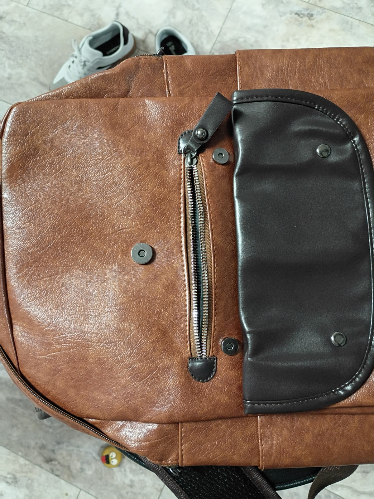 Brown & Dark Brown Men’s Backpack with Zip, Buckle & Snap Closure