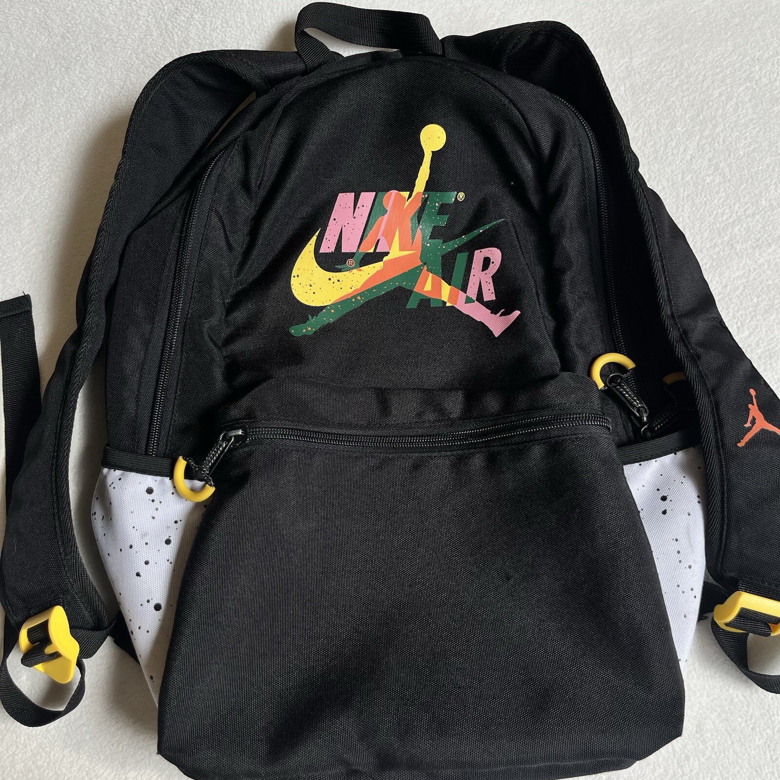 Nike Air Jordan Rainbow Jumpman Daypack School Black Multicolor Backpack L 17in
