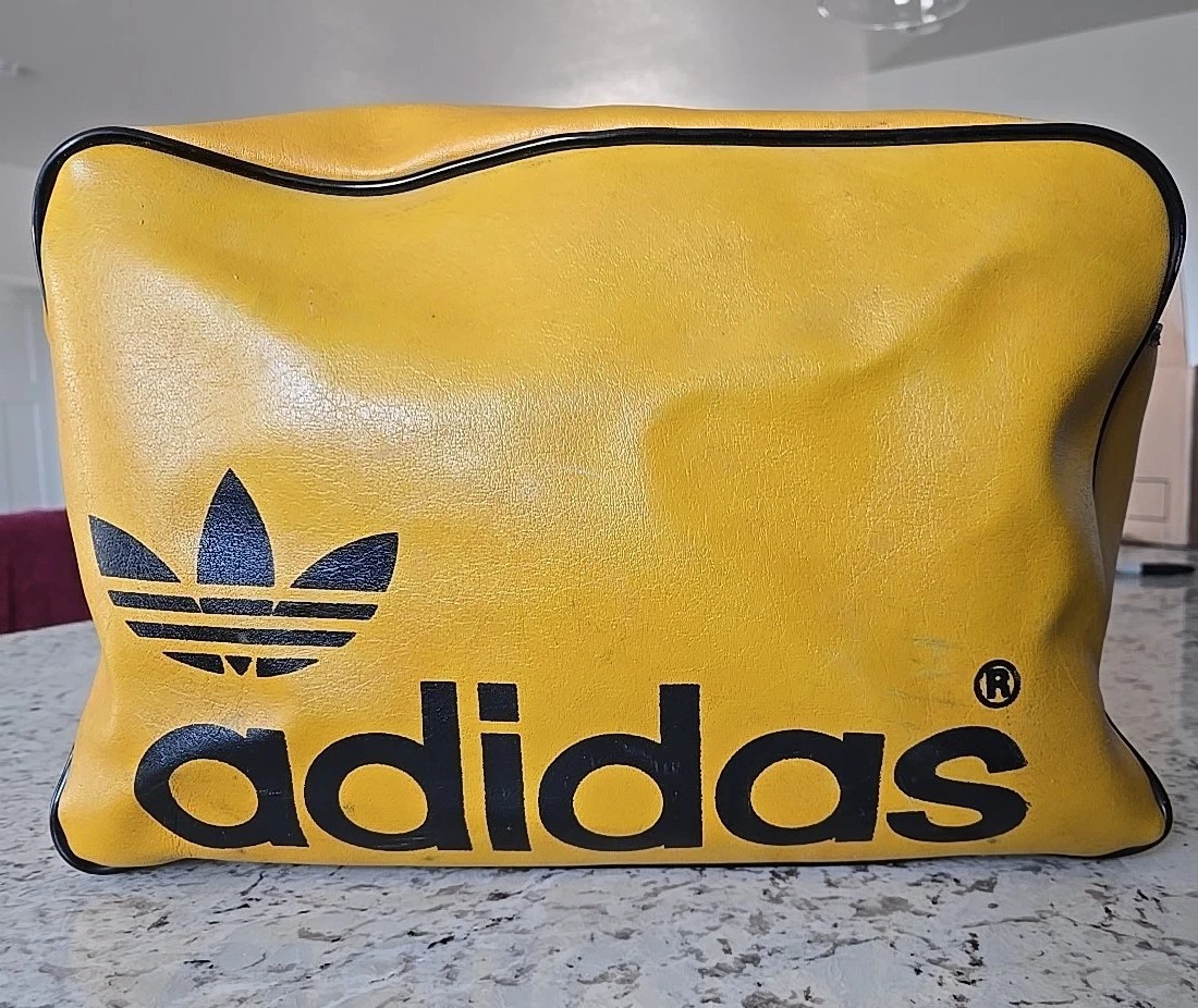 Vintage 1970s Adidas Duffel Bag Mustard Yellow Made In Jugoslavia 4030
