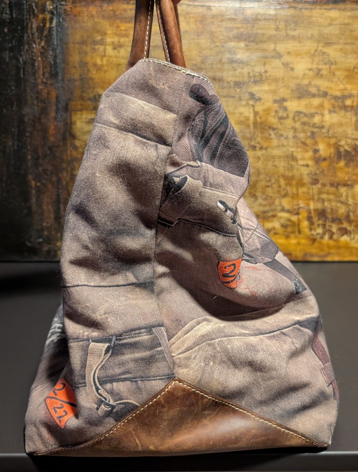 Paul Smith Holdall Duffle Weekender Canvas & Leather Military Print – 18x14x10″