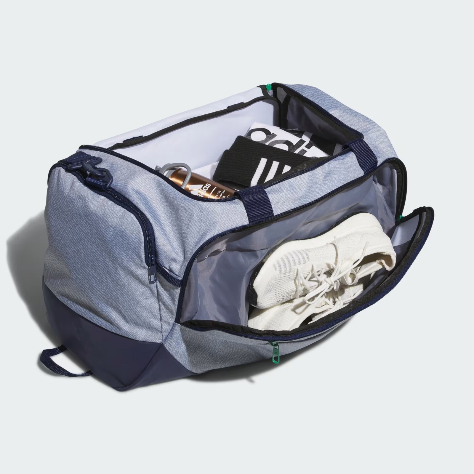 adidas Defender 5 Medium Duffel Bag, 5159471 JJ7730 Twill S10-Ash/Dark Blue/Gree