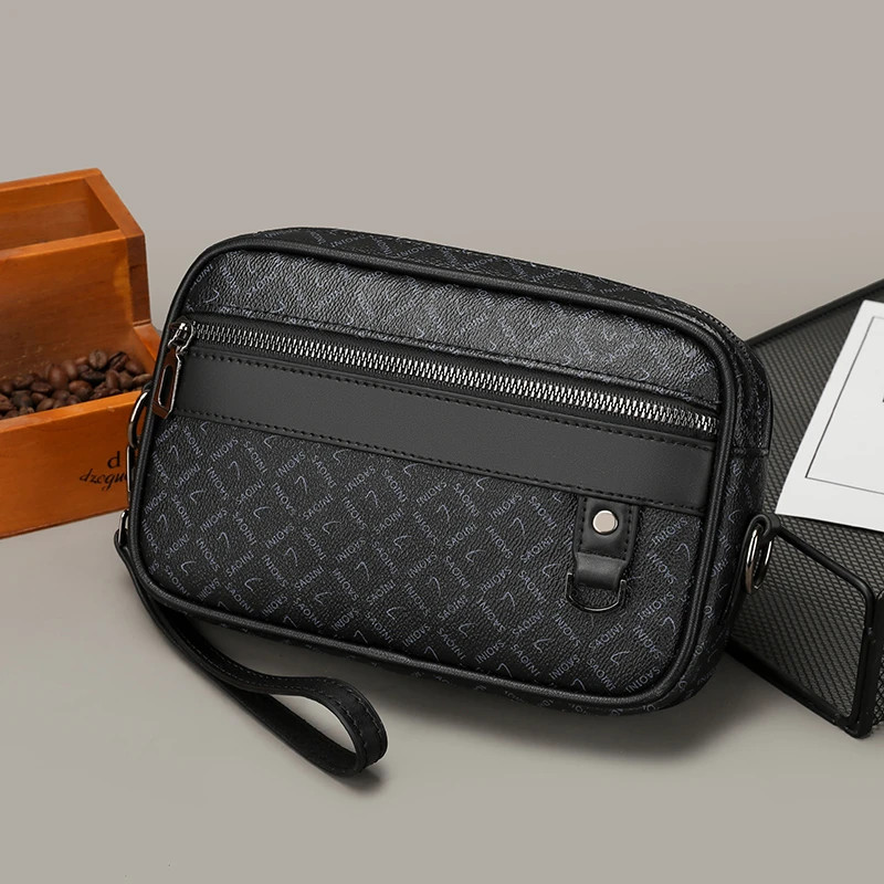 Men Shoulder Bag Faux Leather Multifunctional Waist Clutch Strap Crossbody