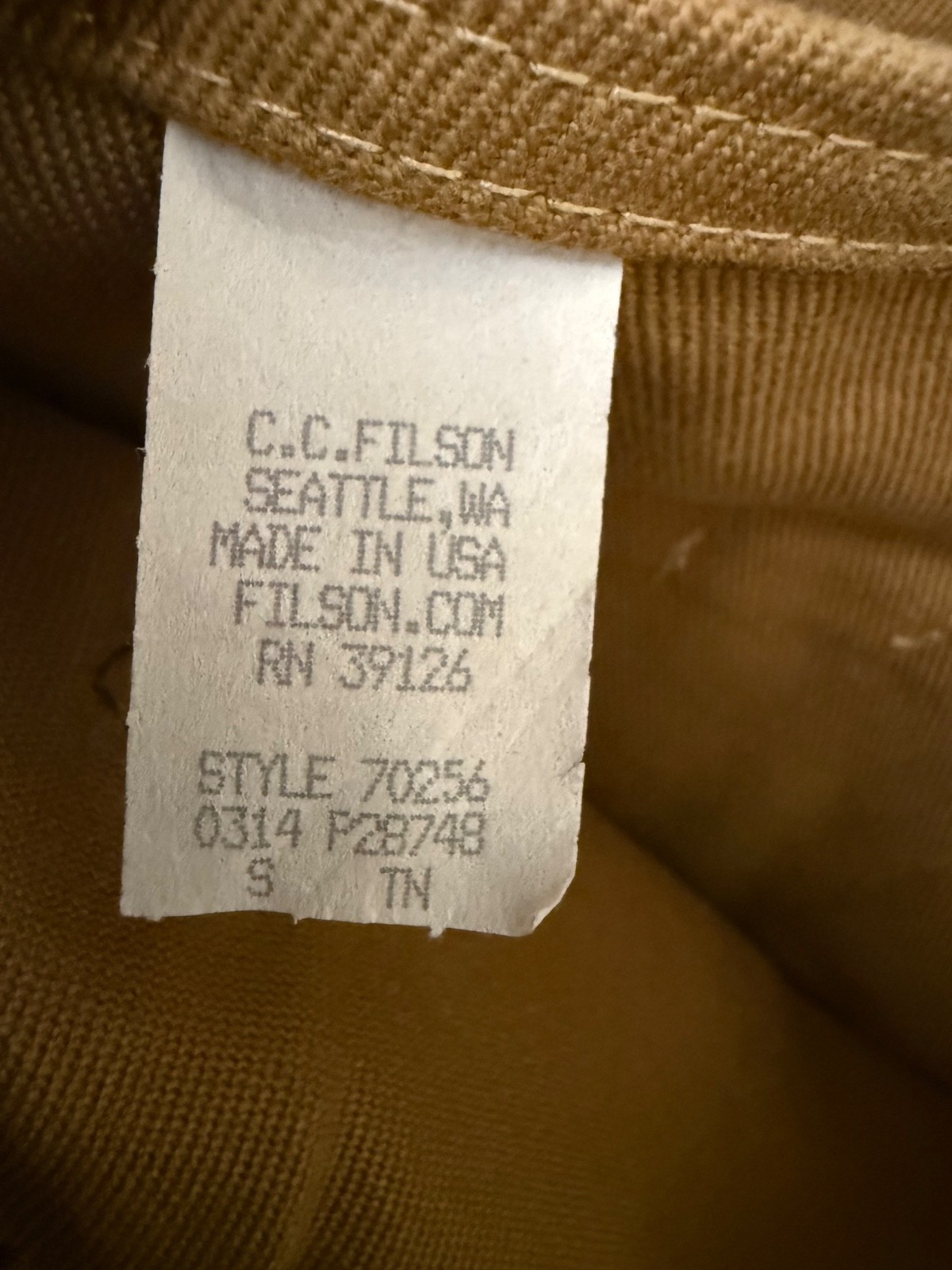 Filson Original 256 Briefcase Tan Twill Leather Made USA Laptop Bag No Strap
