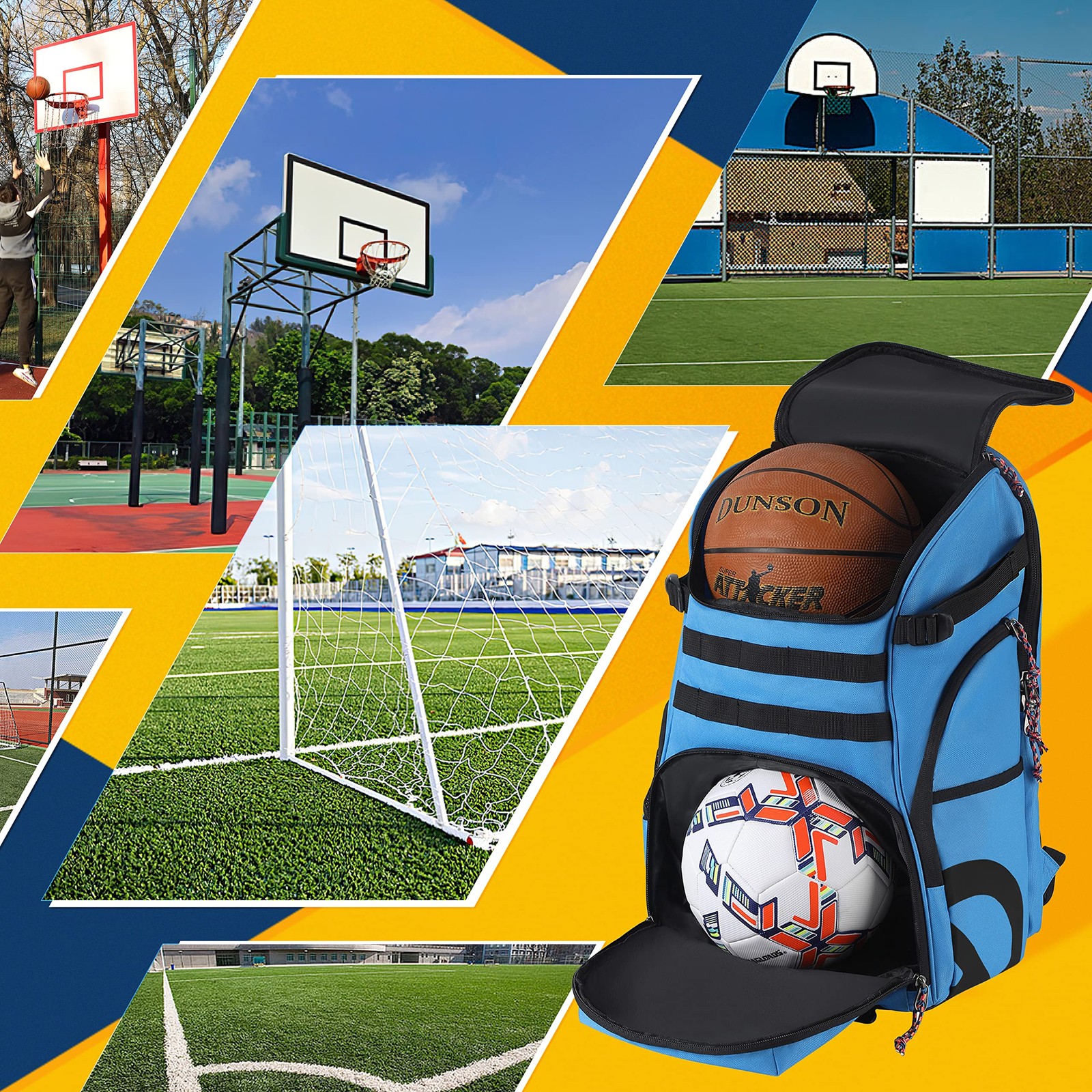 Basketball Bag Backpack with Ball Holder Multi-Sport Backpack for Soccer Voll…