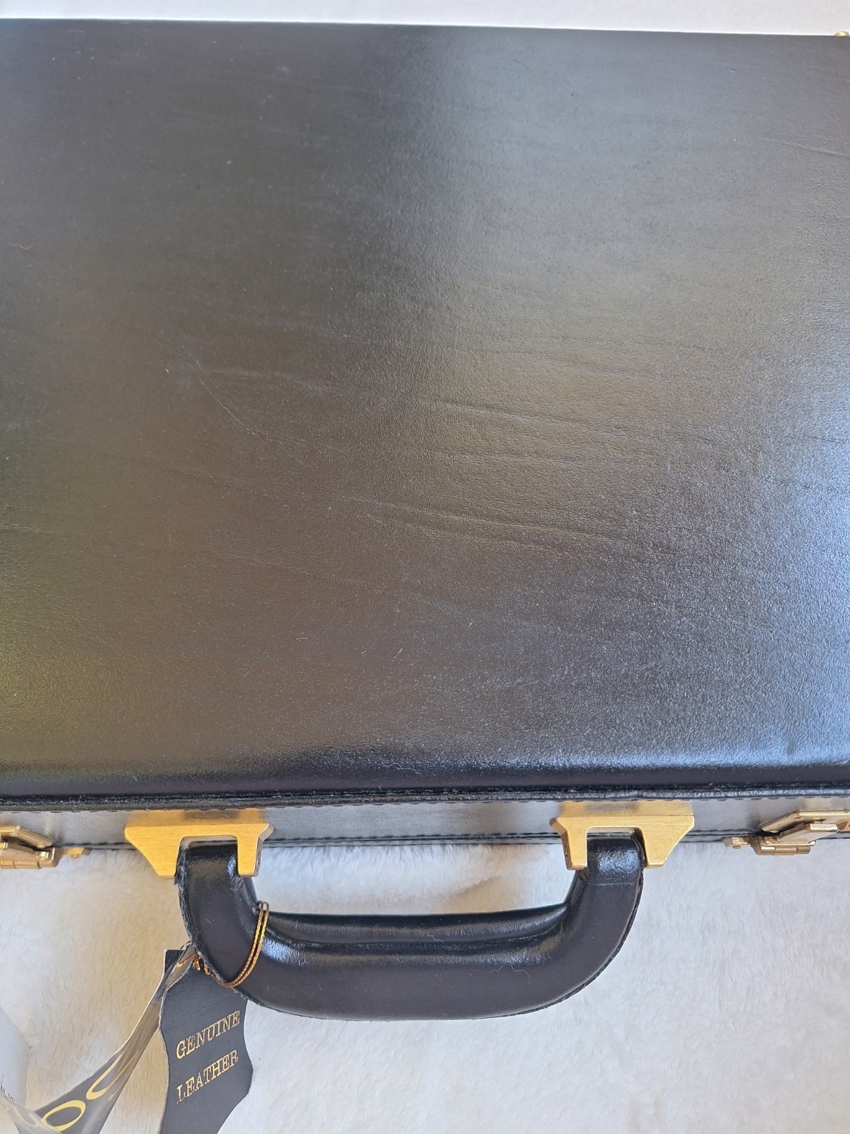 NWT Vintage SONALIN Genuine Leather Attaché Case 18x13x4.5″ 1990s NOS