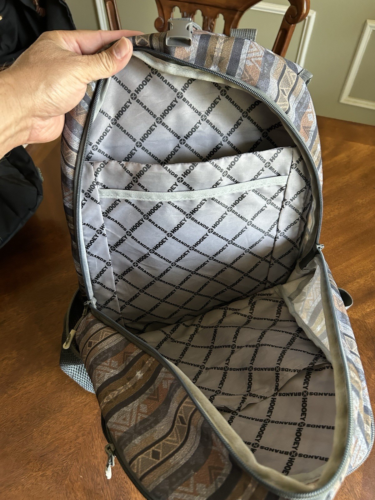 Hooey Rockstar 20L Backpack Grey Tan Stripe Pattern Charcoal BP052GYTN