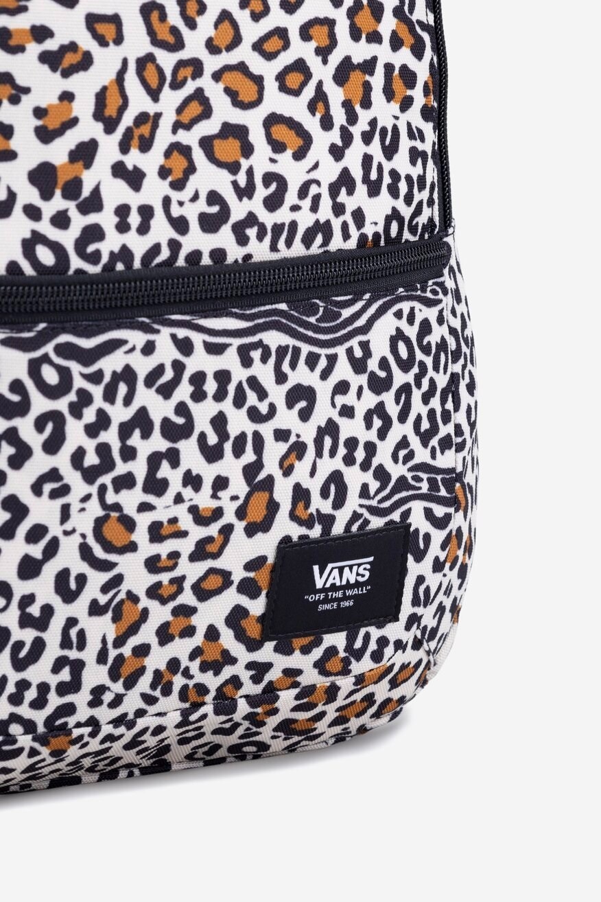 VANS Ranged 2 Prints Backpack Beige Brown Leopard Print School Laptop pocket