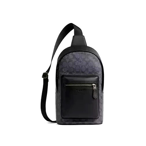 COACH Men’s West Pack Signature Canvas & Leather Charcoal/Black CV924 NEW🎀NWT