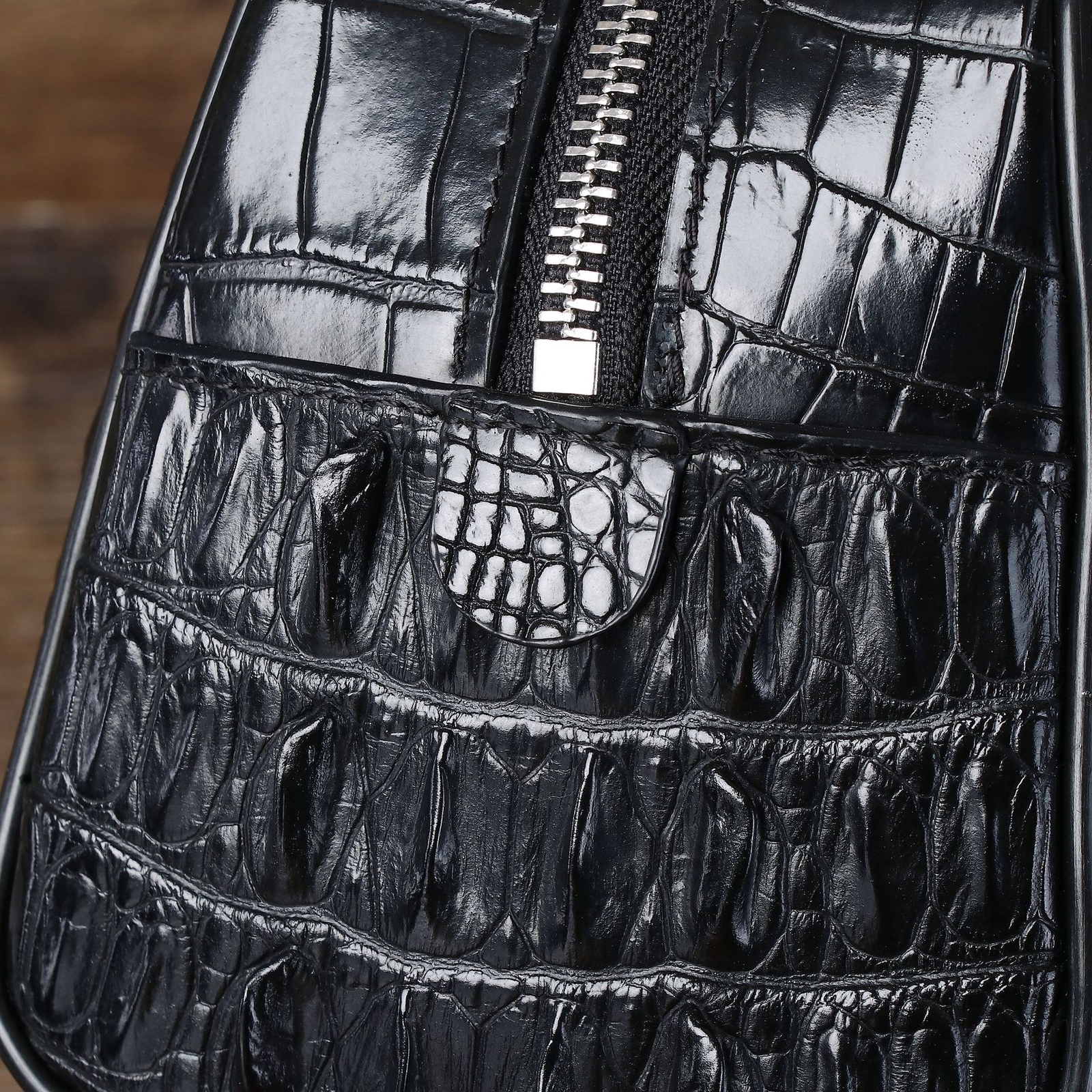 Top Cowhide Leather Men’s Clutch Bag Crocodile Pattern Zipper Handbag