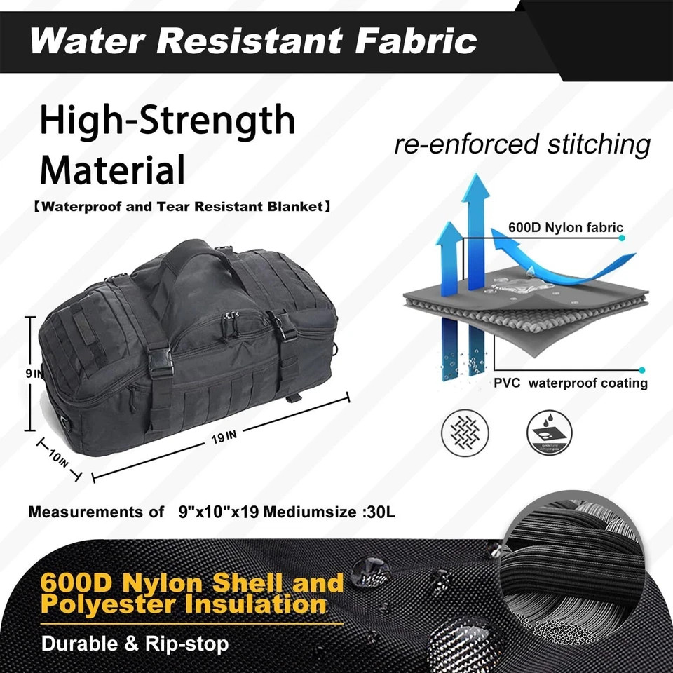 3 In 1 Tactical 30L Military Backpack Ideal for Travel Gym and Deployment